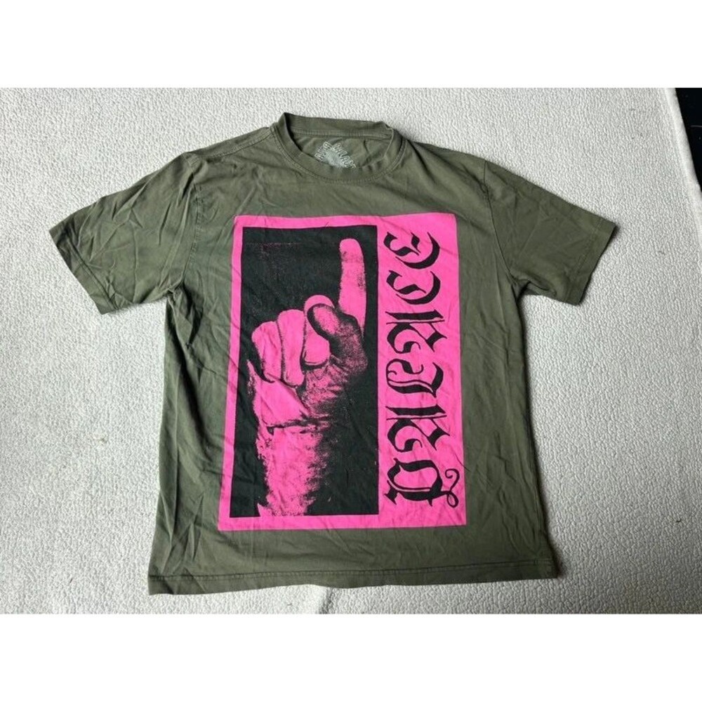 Palace Ancient Finger Tshirt Green & Pink Graphic Tshirt Large